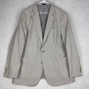 Stafford 48L Classic Fit Linen Cotton Ivory Herringbone Sport Coat Blazer